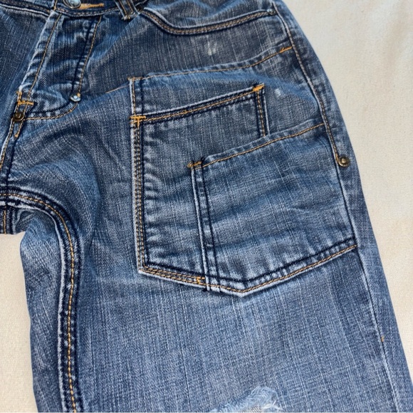 Gun‎ Metal Dark Blue Multi Pocket Straight Leg Jeans Sz32/31 Y2K Button Fly - Picture 6 of 10